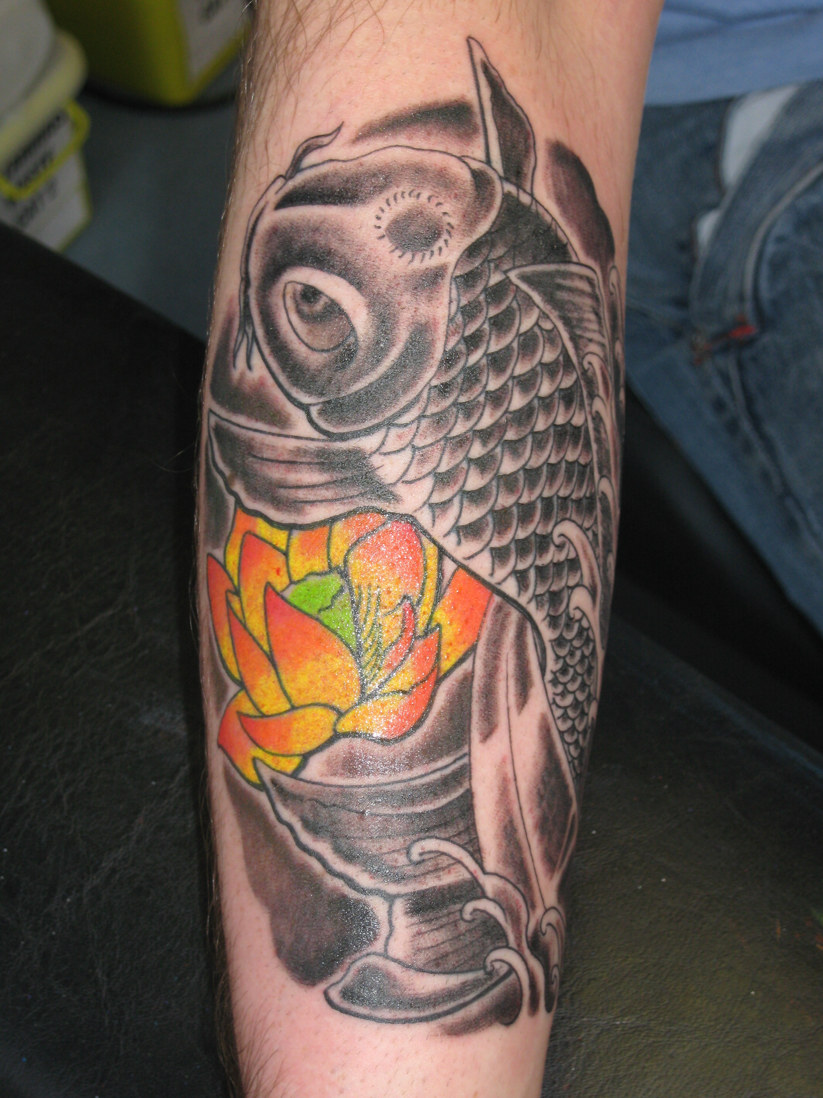 Koi carp lotus tattoo